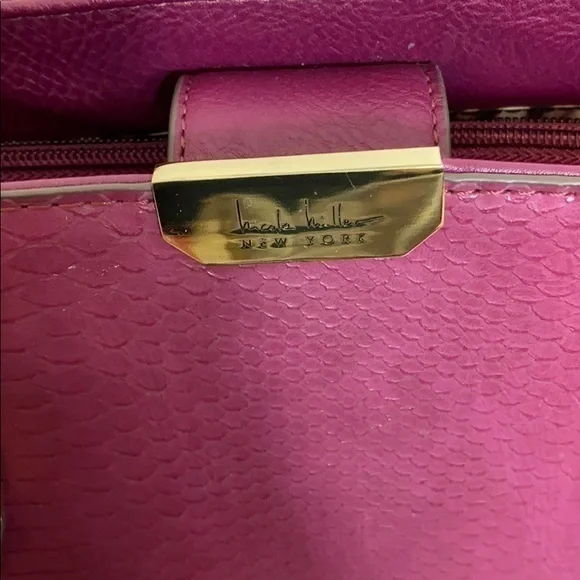 Nicole Miller Dark Pink Faux Snakeskin Bag - Picture 8 of 10